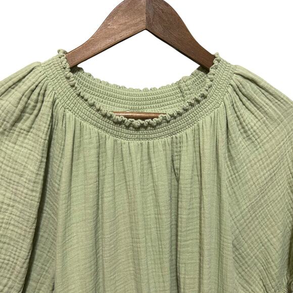 Universal Thread Dress 2X Green Puff Sleeve Gauzy Tier Boho Cowgirl Western - Picture 5 of 13